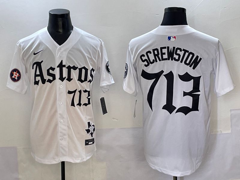 Men 2025 Houston Astros 713 Screwston White Five generations Joint Name Nike MLB Jersey style 9->houston astros->MLB Jersey